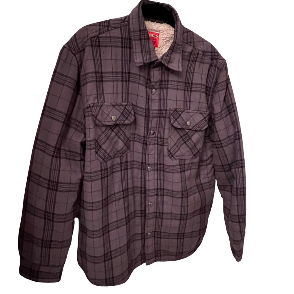 Big Mac Vintage JCPenny Plaid Sherpa Lined Flannel Jacket Workwear Mens Size LRG